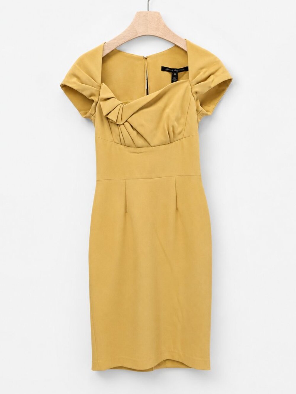 Sandra Angelozzi Mustard Yellow Bow Detail Sheath Dress EU 30